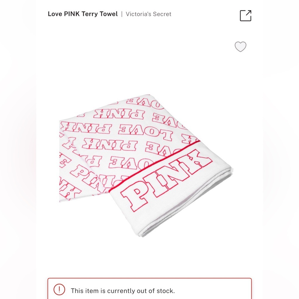 Victoria's Secret White Terry Towel with Pink 'PINK' Logo